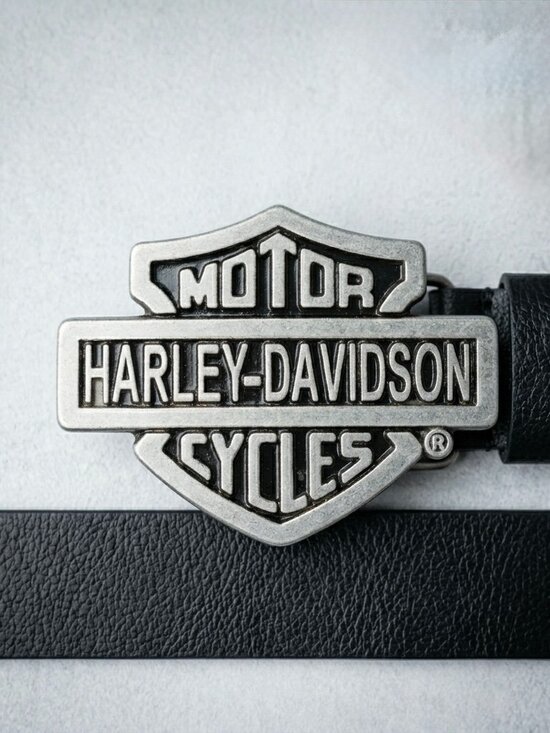 Real Leather Other - Harley-Davidson Genuine Leather Biker Belt Bar & Shield Silver Logo Buckle